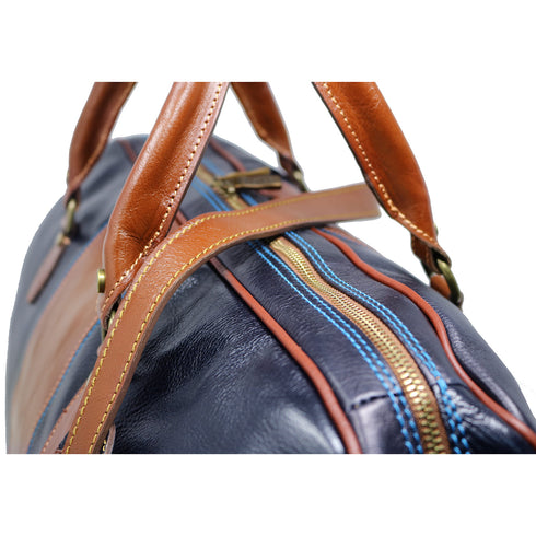 blue and brown leather duffle bag floto venezia westport 4