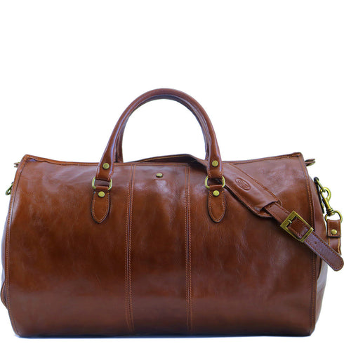 Floto Italian Leather Garment Duffle Bag Suitcase Vecchio Brown - main.
