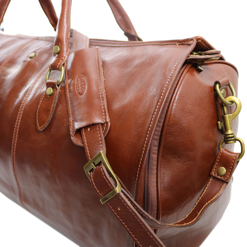 Floto Italian Leather Garment Duffle Bag Suitcase Vecchio Brown 4