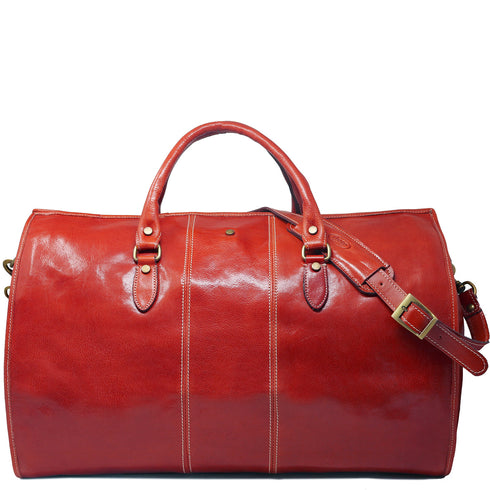 Floto Italian Leather Garment Duffle Bag Suitcase Tuscan Red