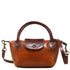 Floto Gattane Brown leather handbag with a strap on a white background