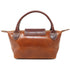 Floto Gattane Brown leather handbag with matching handle and strap on a white background