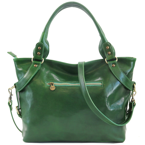 Floto Italian Leather Shoulder Bag Women's Taormina Handbag in Green