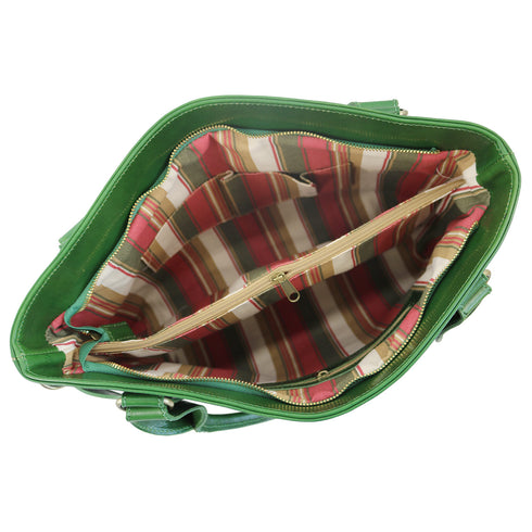 Floto Italian Leather Shoulder Bag Women's Taormina Handbag in Green 2