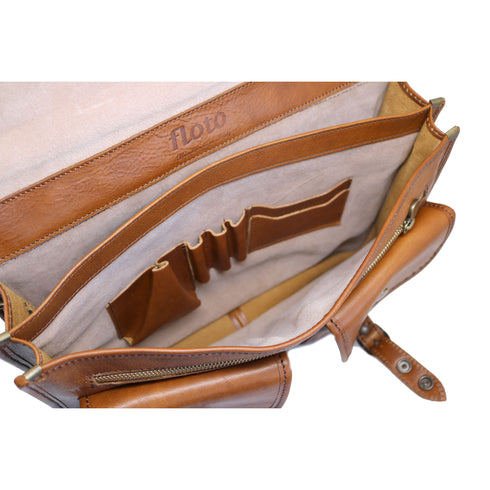 Italian Leather Briefcase Messenger Bag Floto Poste tobacco brown 4
