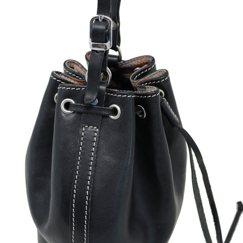 Leather Mini Bucket Satchel Bag Chianti black 2