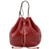 Leather Mini Bucket Satchel Bag Chianti Red