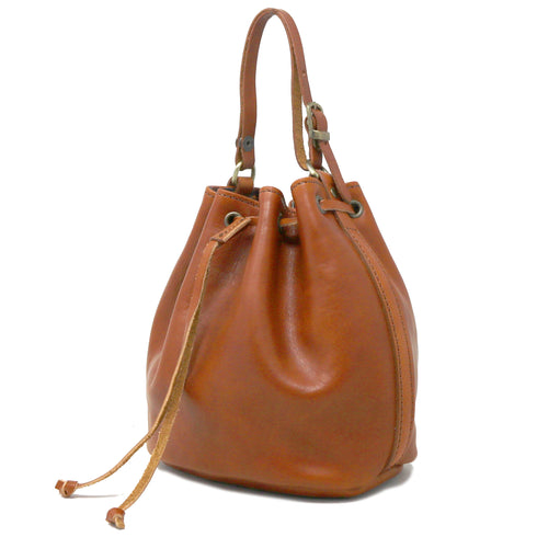 Leather Mini Bucket Satchel Bag Chianti brown 2