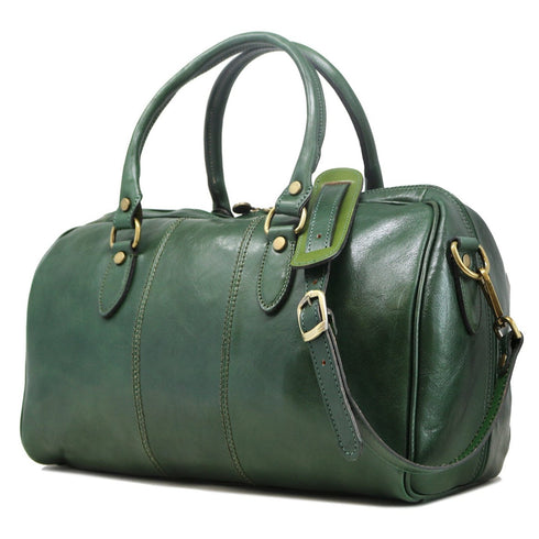 Floto Italian Leather Venezia Mini Duffle Carryon Bag Green
