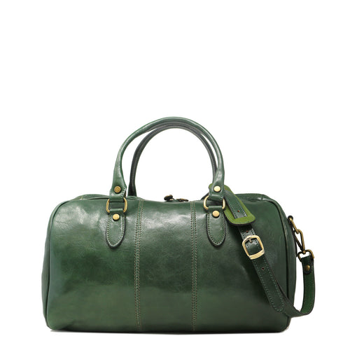 Floto Italian Leather Venezia Mini Duffle Carryon Bag Green 2