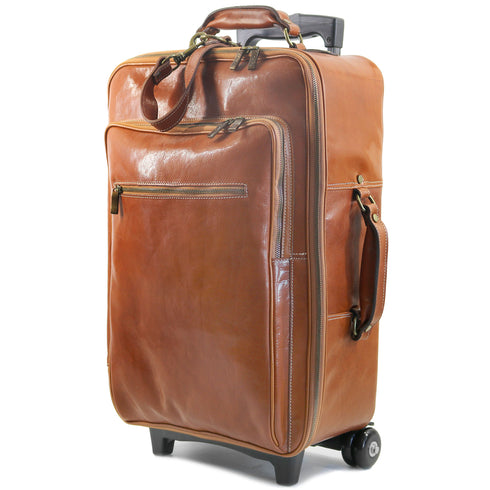 Leather Rolling Luggage Floto Venezia Trolley olive brown