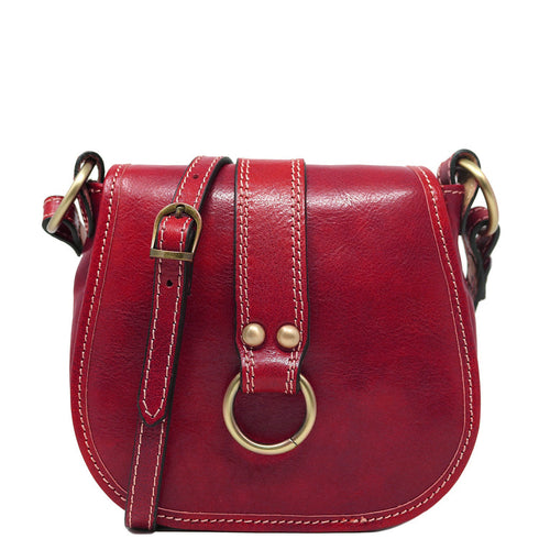 Leather Saddle Bag Cross Body Floto Venezia Tuscan red
