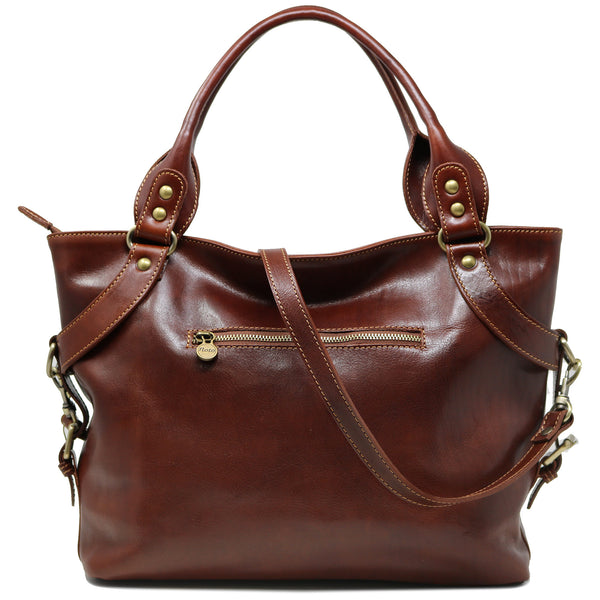 Floto Italian Leather Shoulder Bag Women's Taormina Handbag brown