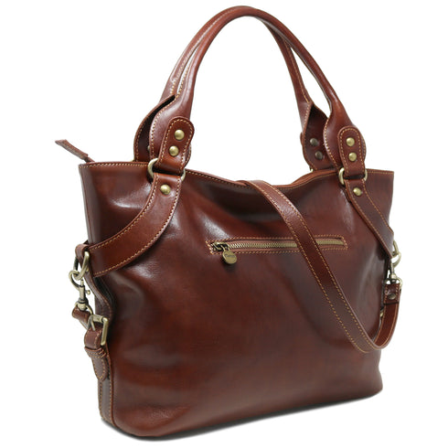 Floto Italian Leather Shoulder Bag Women's Taormina Handbag brown 4