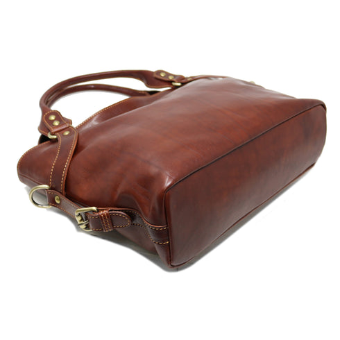 Floto Italian Leather Shoulder Bag Women's Taormina Handbag brown 3