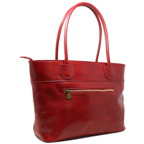 Floto Italian Leather Napoli Women's Handbag Shoulder Bag Tuscan Red 2