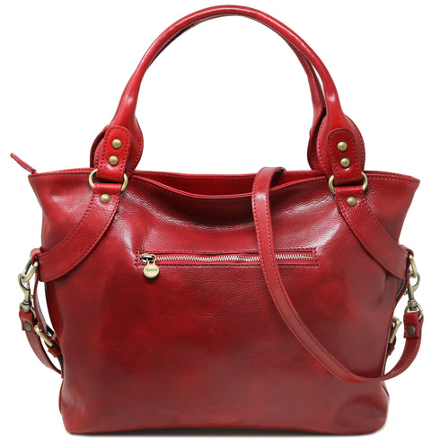 Floto Italian Leather Shoulder Bag Women's Taormina Handbag red