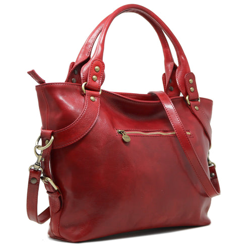 Leather Handbag Floto Taormina red 2