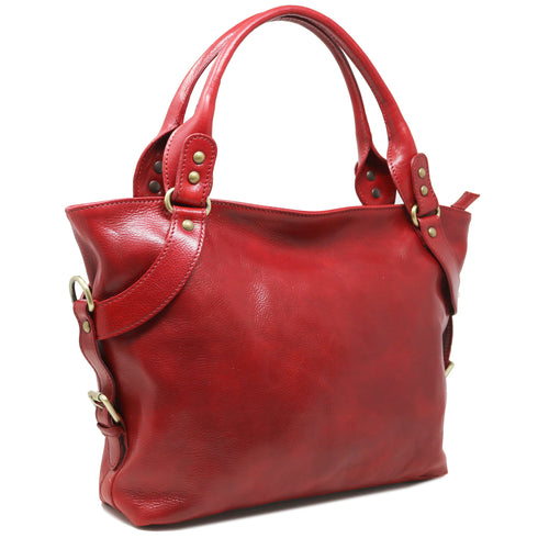 Leather Handbag Floto Taormina red 3