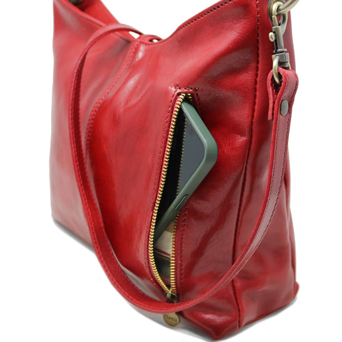 Italian Leather Shoulder Bag Floto Tavoli Tote tuscan red 2
