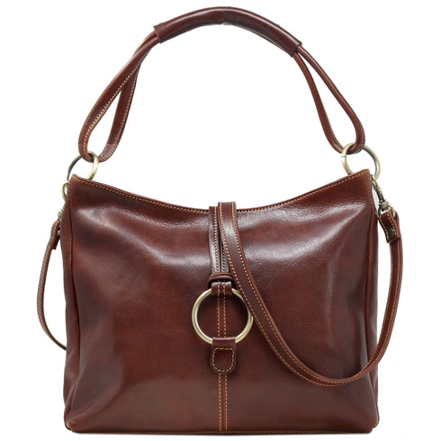 Italian Leather Shoulder Bag Floto Tavoli Tote Vecchio Brown