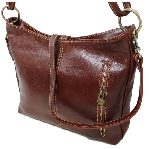 Italian Leather Shoulder Bag Floto Tavoli Tote Vecchio Brown 4
