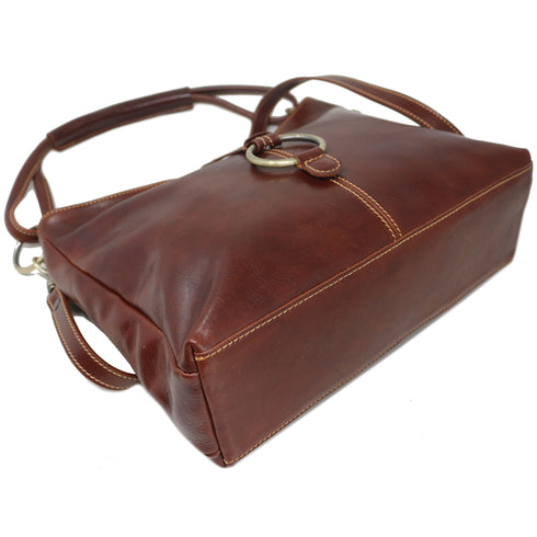 Italian Leather Shoulder Bag Floto Tavoli Tote Vecchio Brown 2