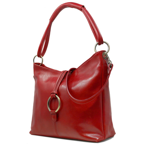 Italian Leather Shoulder Bag Floto Tavoli Tote Red 2