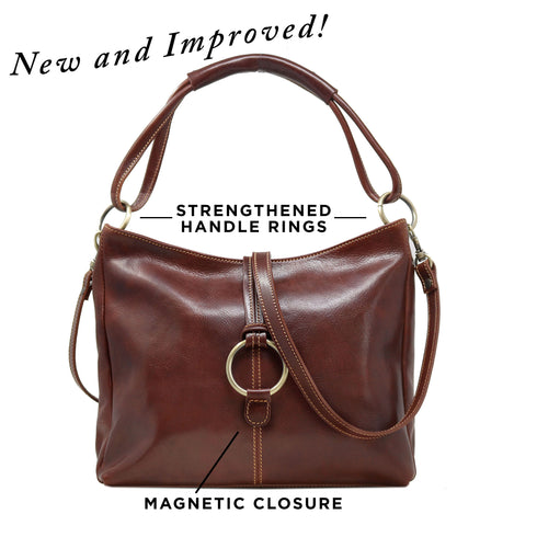 Italian Leather Shoulder Bag Floto Tavoli Tote Vecchio Brown new