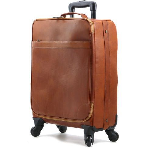 Floto Milano Spinner 4 wheel carryon luggage in tobacco brown