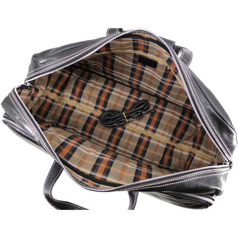 Floto Milano Italian leather rolling luggage duffle travel bag black 5