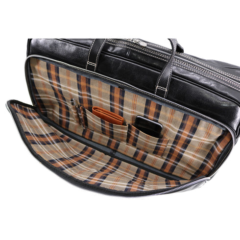 Floto Milano Italian leather rolling luggage duffle travel bag black 7