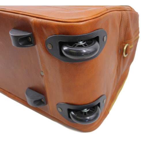 Floto Milano Italian leather rolling luggage duffle travel bag tobacco brown 3