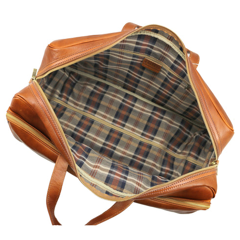 Floto Milano Italian leather rolling luggage duffle travel bag tobacco brown 4