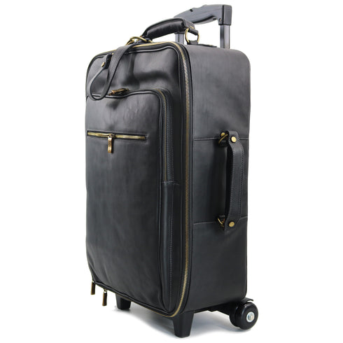Leather Rolling Luggage Floto Venezia Trolley Black