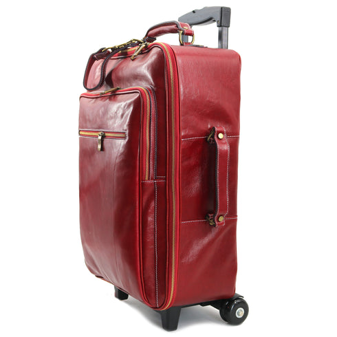 Leather Rolling Luggage Floto Venezia Trolley red