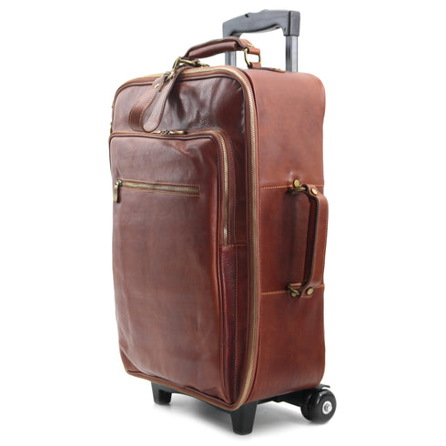 Leather Rolling Luggage Floto Venezia Trolley Vecchio Brown