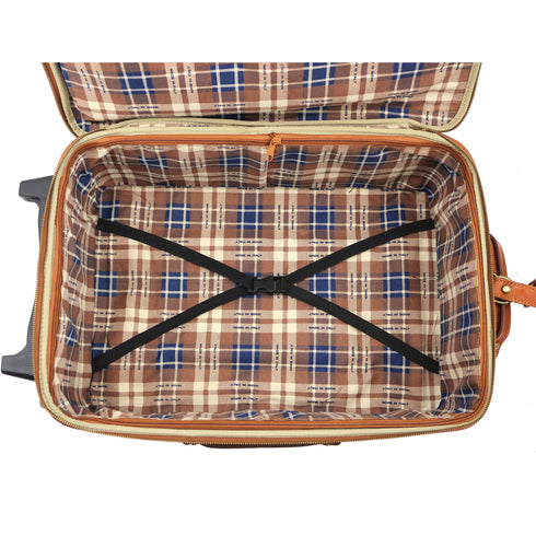 Leather Rolling Luggage Floto Venezia Trolley plaid interior 2