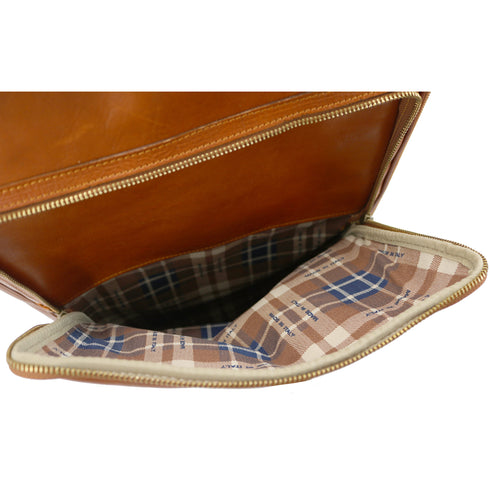 Leather Rolling Luggage Floto Venezia Trolley plaid interior 3