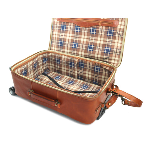 Leather Rolling Luggage Floto Venezia Trolley plaid interior