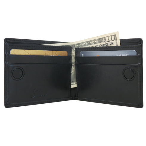 Floto Milano Leather Slim Bi Fold Card Wallet in Black 2