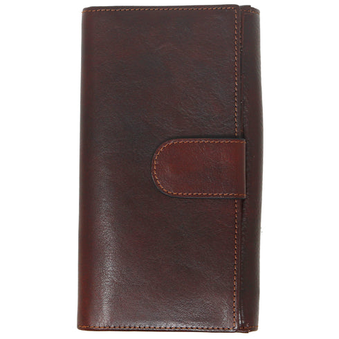 Roma Continental Checkbook Leather Wallet Brown 6