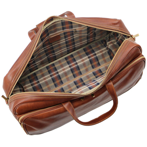 Leather rolling luggage carry on duffle bag trolley roller Floto Milano Brown 7