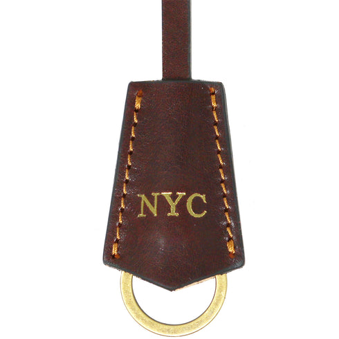 Leather Monogram Key Fob brown