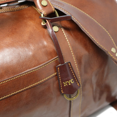 Leather Monogram Key Fob brown