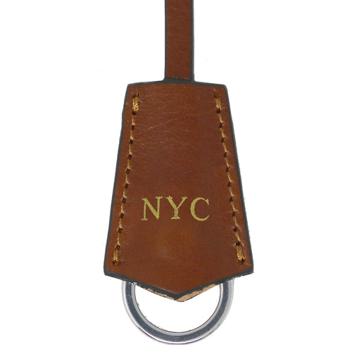Leather Monogram Key Fob olive brown honey