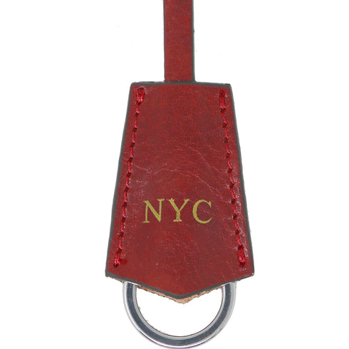 Leather Monogram Key Fob tuscan red