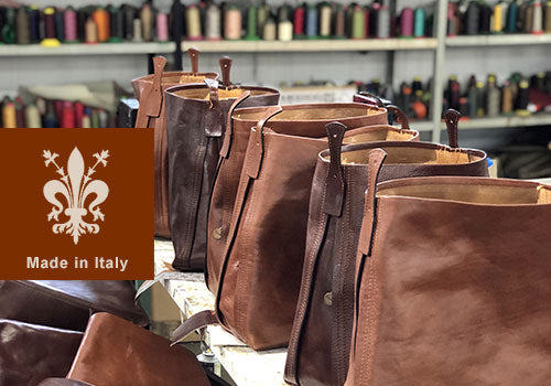Floto leather bags and accessories are designed in America and made in Italy.  We employ the best artisans in Florence to produce our collections and we stand our products with a lifetime warranty against defects.