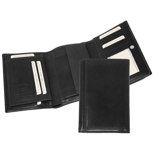 Floto Venezia Long Leather Tri-fold Wallet in black 2