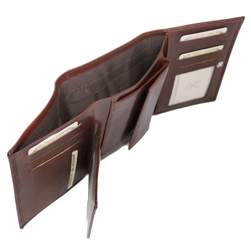Floto Venezia Long Tri-fold Leather Wallet in brown 5